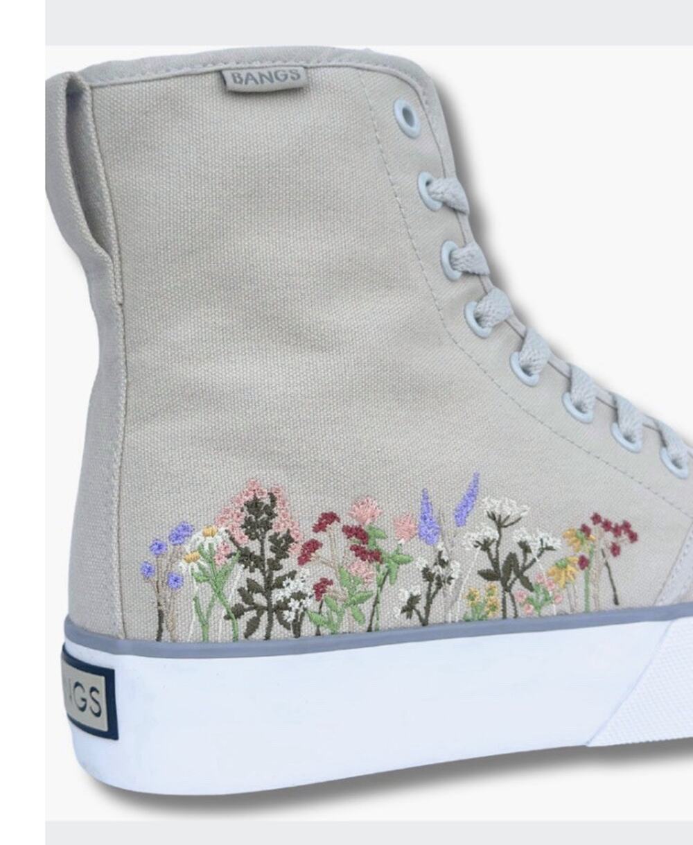 BANGS Wildflower Wanderer Platform High Top Canvas Sneakers Floral Embroidered